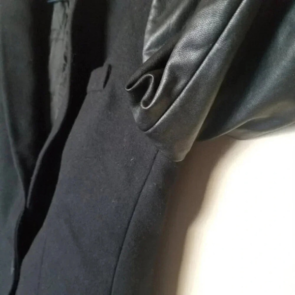 Aritzia Babaton Fred Blazer Black Wool Cashmere Blend Faux Leather Sleeves - Picture 10 of 13